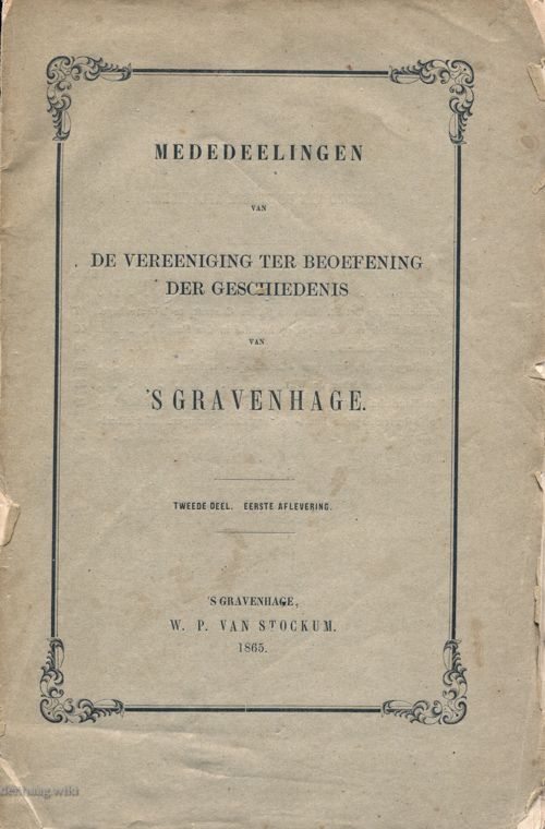 Cover of Mededeelingen van de Vereeniging ter beoefening der geschiedenis van 's-Gravenhage